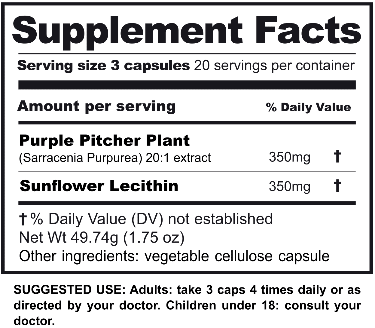 sarracenia Supplement Facts